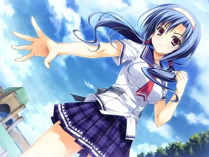 Image School Uniforms Blue Hair Anime Anime Girls 1600x1200