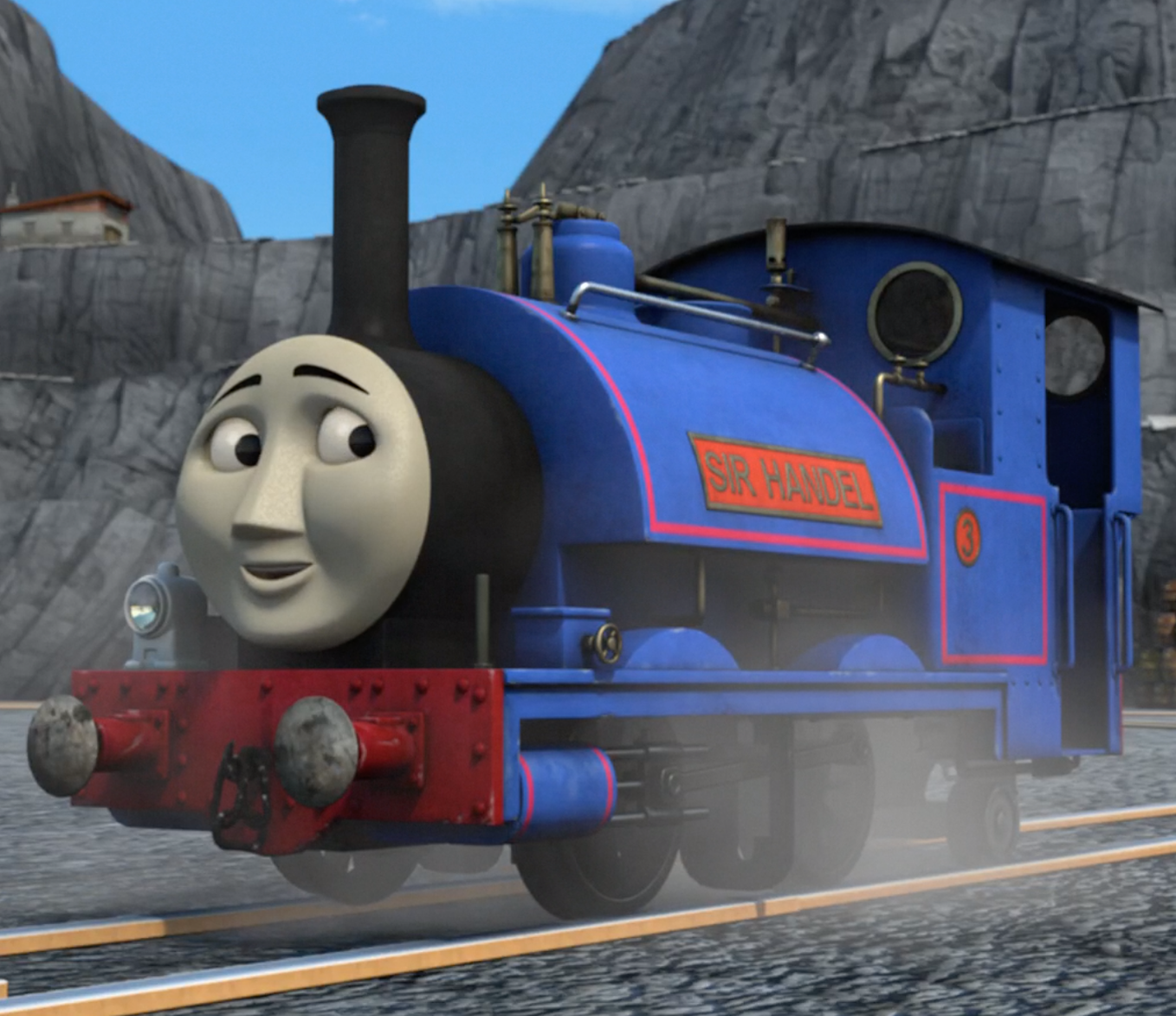 dark blue train from thomas