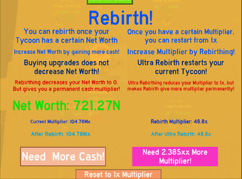 Rebirth Tycoon Simulator Roblox Wiki Fandom - how to make rebirths in your simulator game roblox