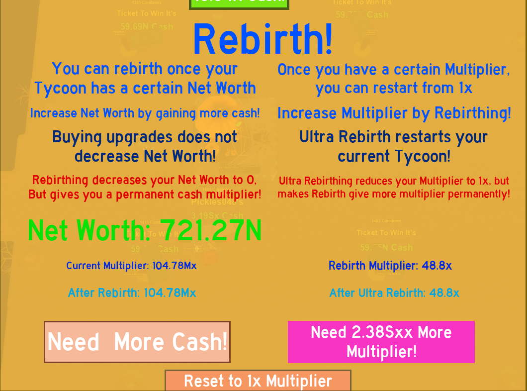 Rebirth Tycoon Simulator Roblox Wiki Fandom Powered By Wikia - multiplier