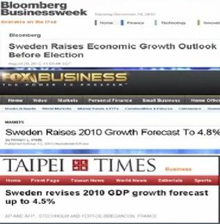 K De New-York à Tokyo, en passant par Londres et Taïwan, toutes les agences financières spécialisées soulignent la formidable récupération économique dont a fait preuve la Suède
