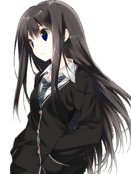 Black haired green eyed anime girl