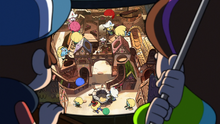 Dipper e Mabel descobrindo os Lilliputtians.