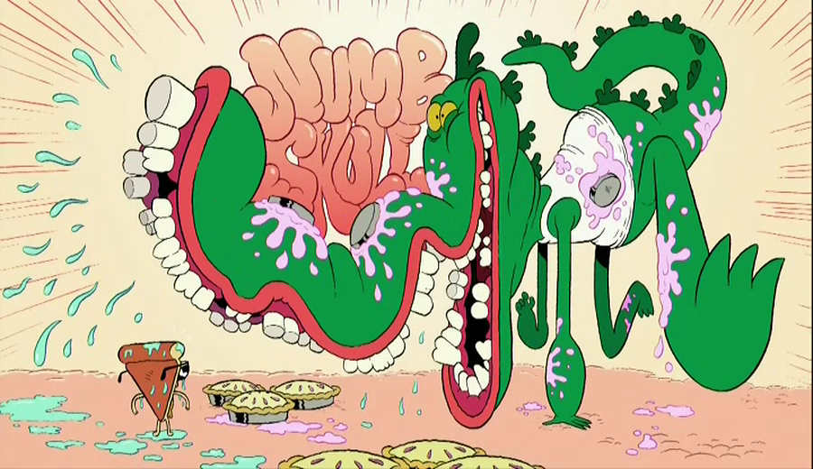 Pflegerin Monsterschwanz Cartoon Kuessen
