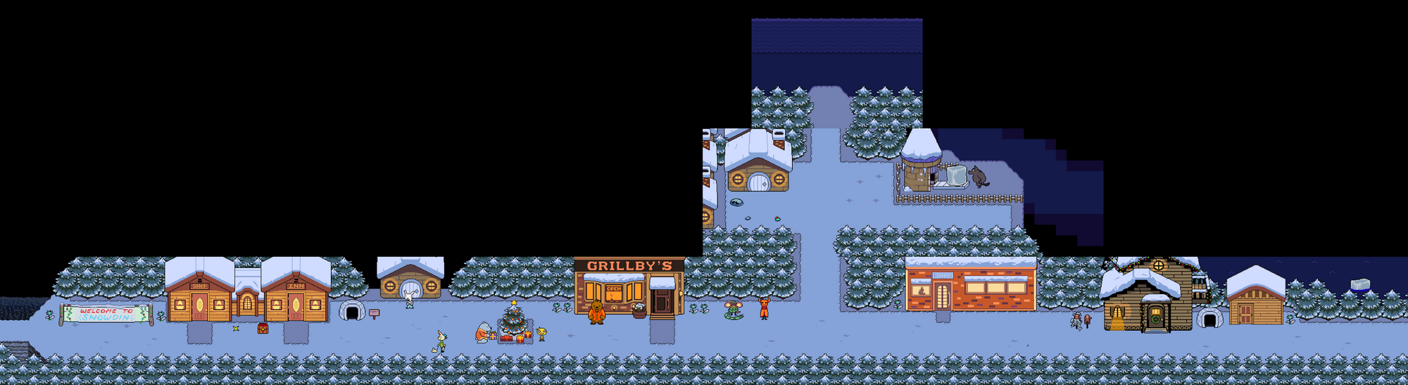 Андертейл полная. Сноуден андертейл карта. Снежнеград Undertale. Undertale Snowdin Town Map. Сноуден Undertale город.