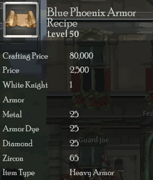 Blue Phoenix Armor Rec