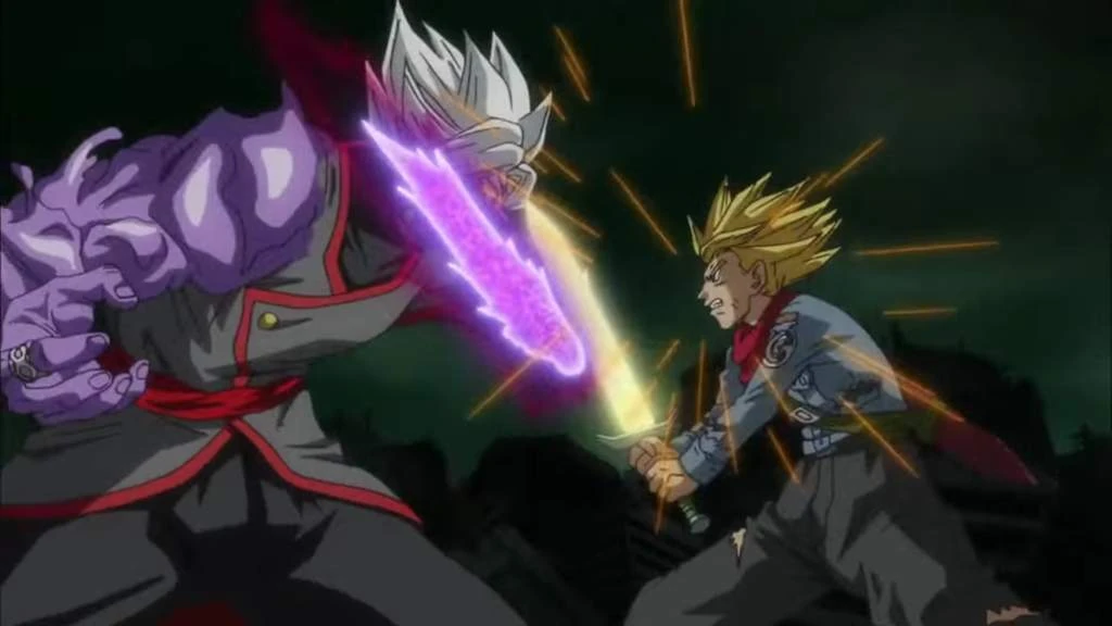 Future Trunks (Super Saiyan Anger/Sword of Hope) vs. Fused Zamasu (Half