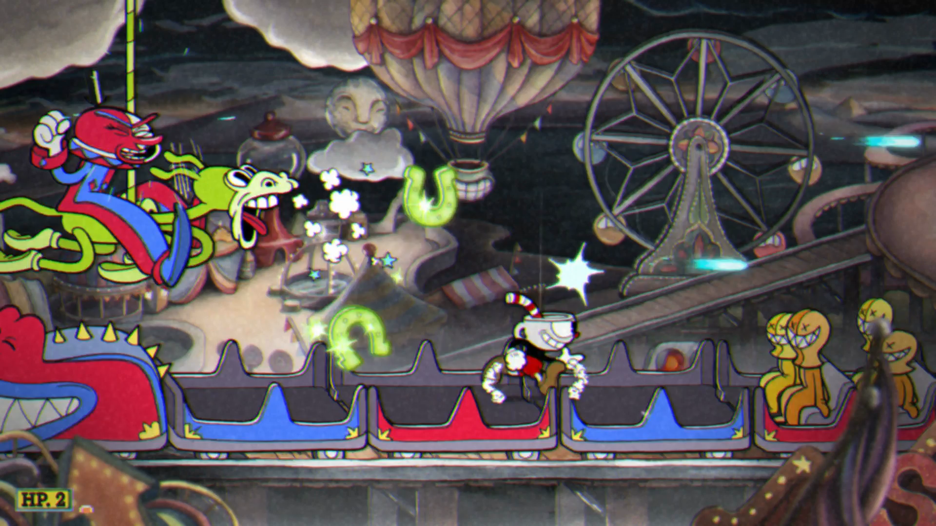 Как добавить 2 игрока в cuphead. Cuphead босс клоун. Клоун БЭППИ из Cuphead 4 фаза. Капхед боссы Беппи. Капхед босс клоун поезд.