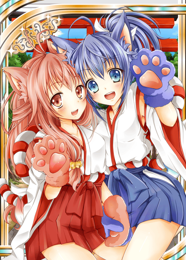 Anime cat girl twins