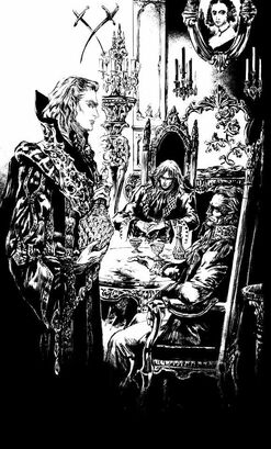 Lord Greylancer and Zeus Macula being hosted by Vlijmen Mayerling drinking Synthetic Blood