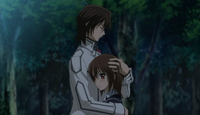 Kaname & Yuki embracing