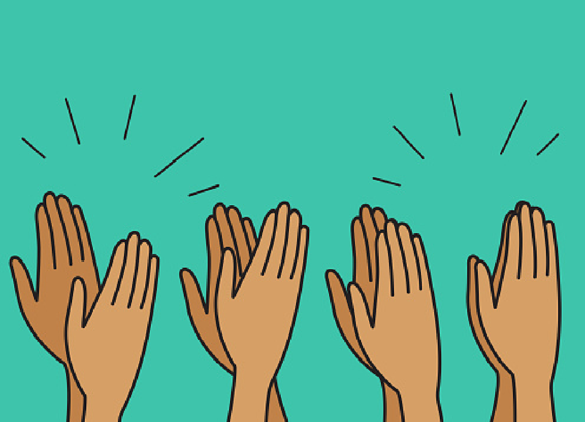 Royalty Vector Stock Crowd cheering, people clap their hands