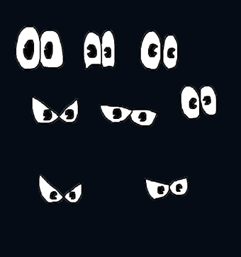 Free Vector Stock Set Of Cute Funny And Angry Eyes On Dark Plain Background Pattern Of Cartoon Human Eyes Are Visible In The Dark Night Spooky Scary Eyes In The Dark