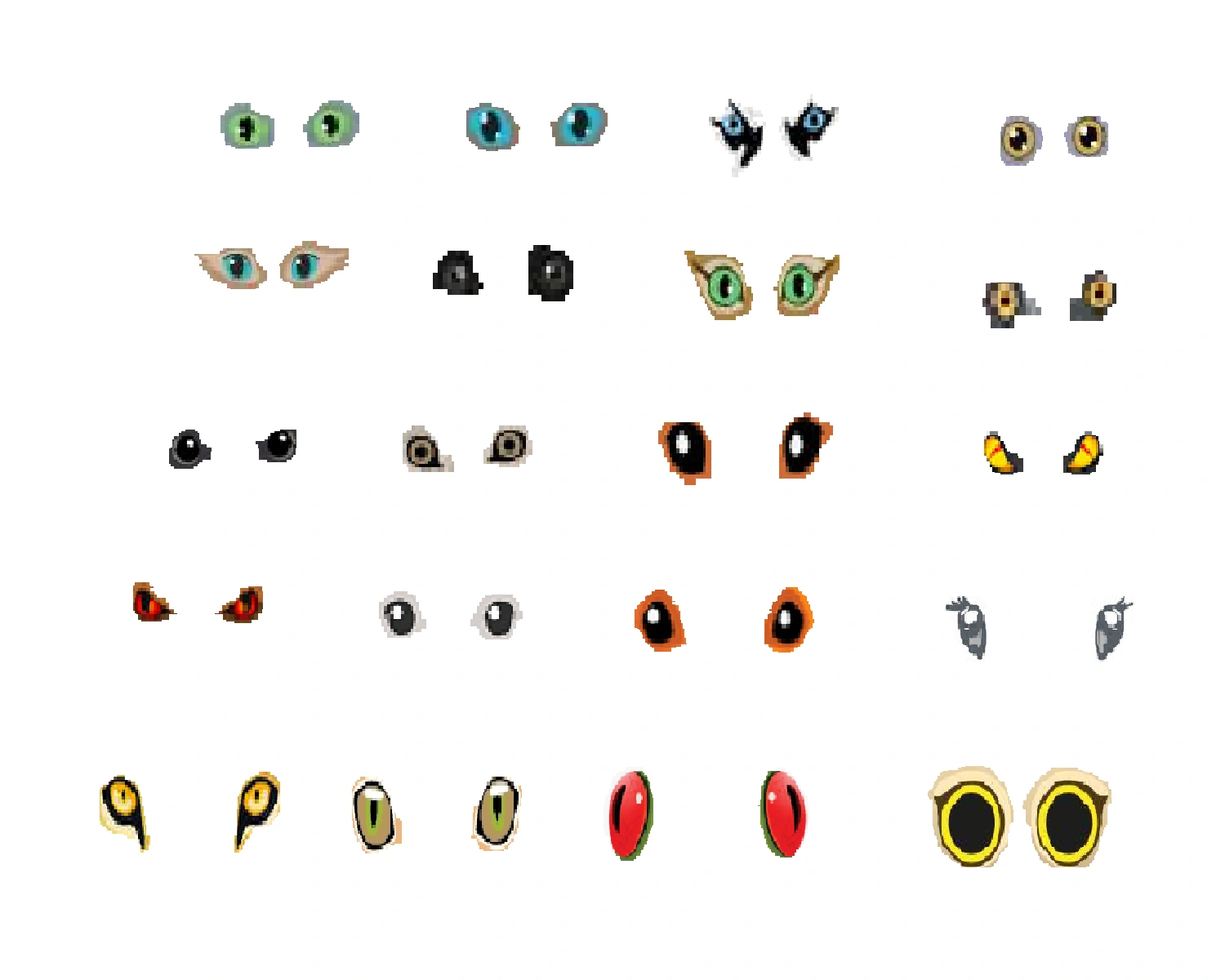 Free Vector Stock - Cute cartoon animal eye set of funny domestic and