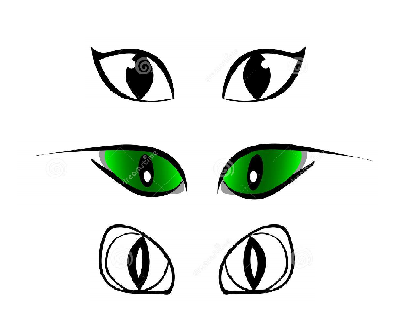 Royalty Vector Stock - Set of cartoon eyes, Vector illustration