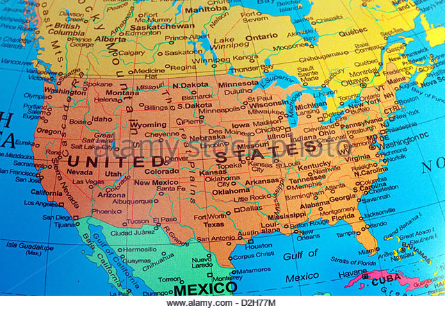 a usa map of the united states of america from a globe d2h77mjpg