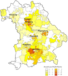 Karte Bayern gelb