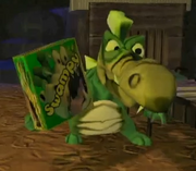Swampy with a box