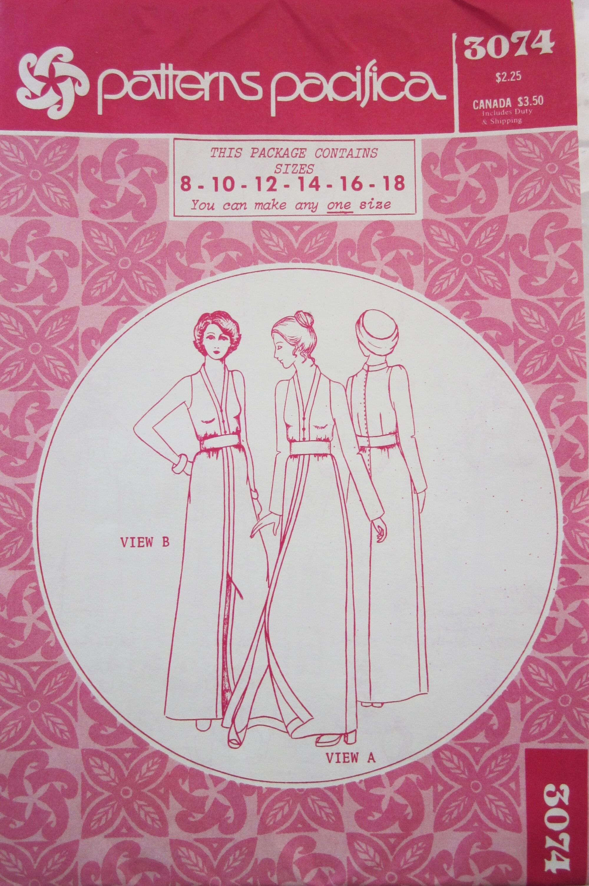 Patterns Pacifica 3074 Vintage Sewing Patterns FANDOM powered by Wikia