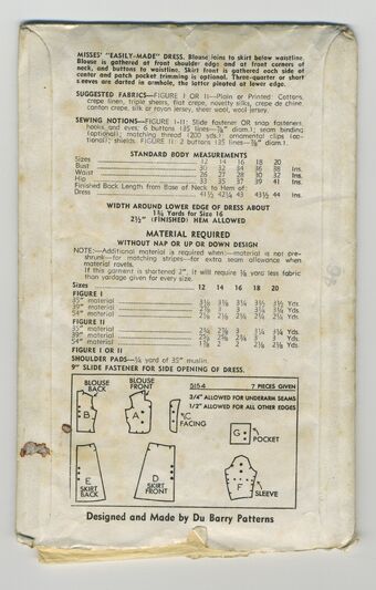 Dubarry 5154 Vintage Sewing Patterns Fandom