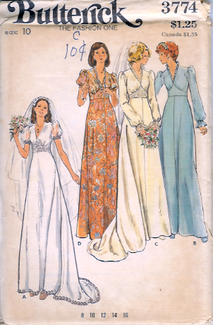 butterick 1970s bridal patterns wikia gown