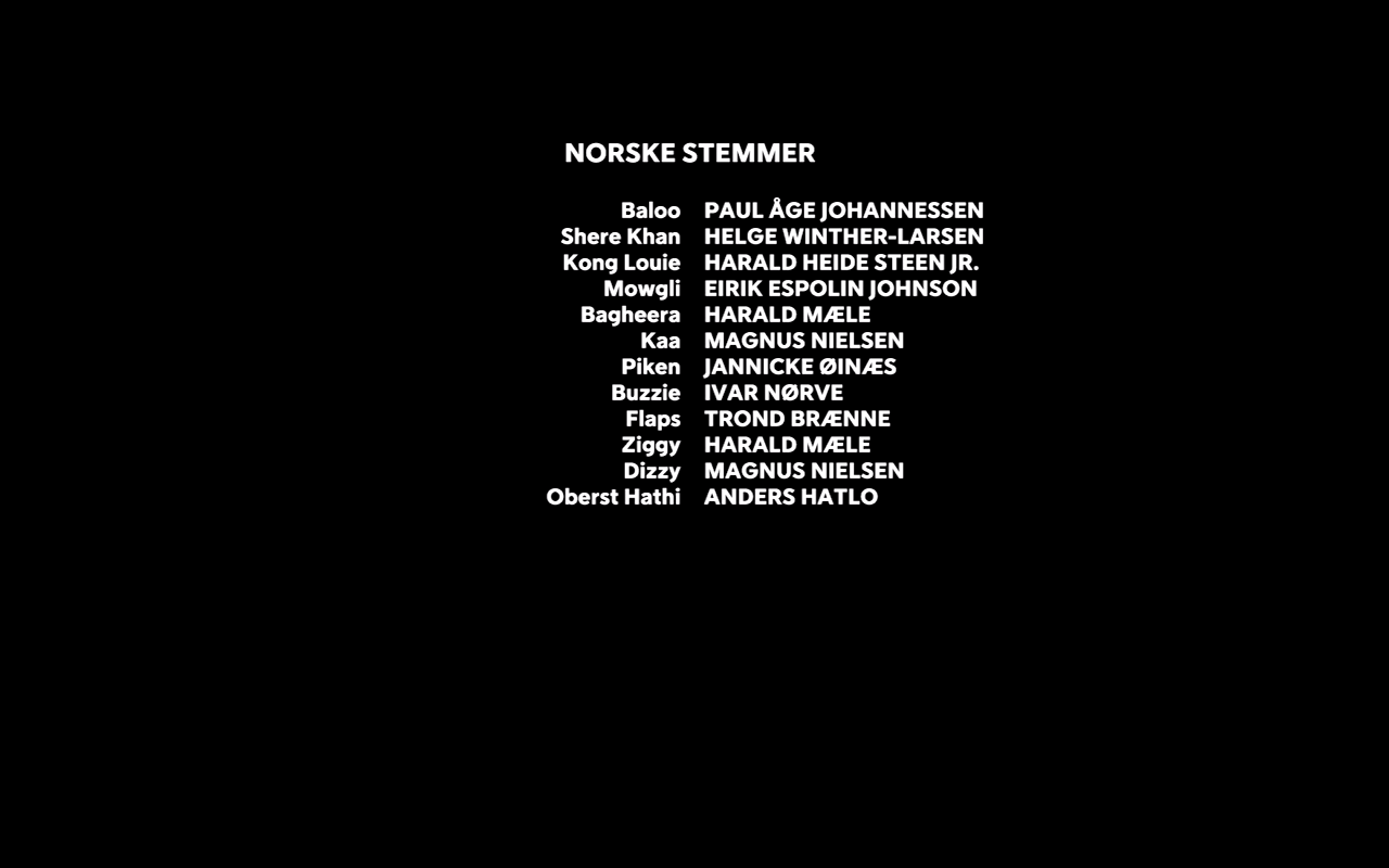 Image - The Jungle Book Norwegian Credits.png | Anime Voice-Over Wiki ...