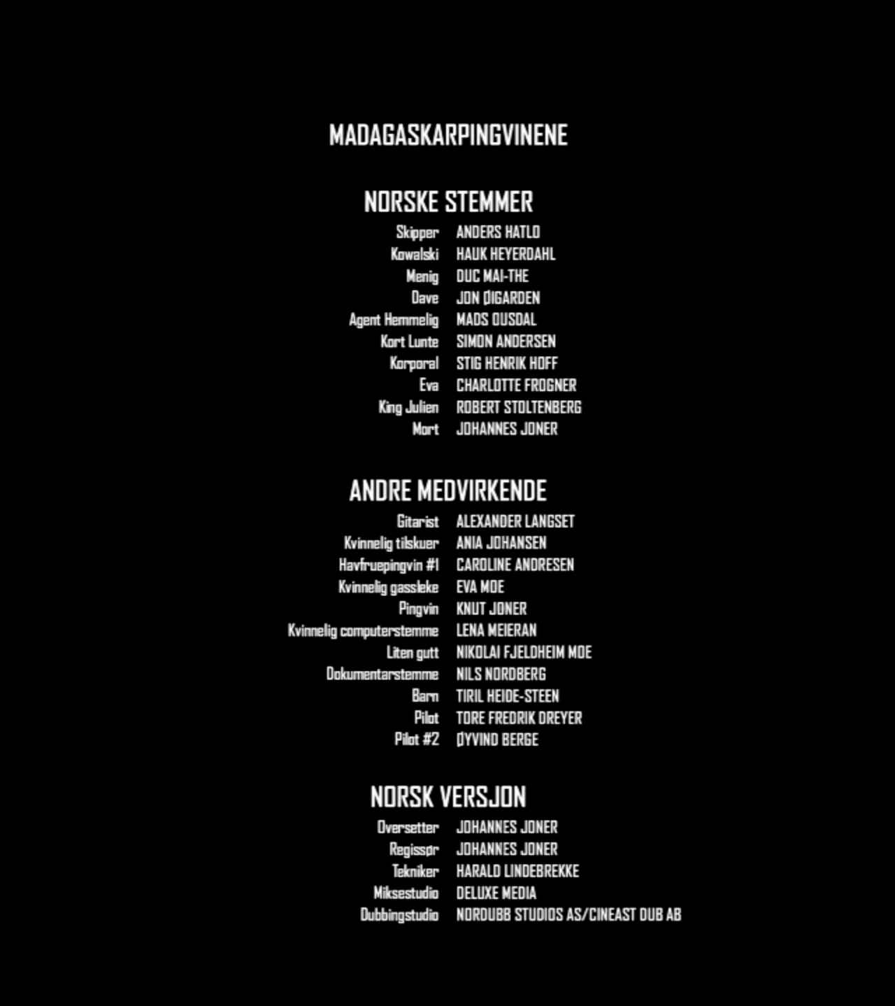 Image - Penguins of Madagascar Norwegian Credits.png | Anime Voice-Over