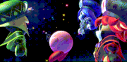 Warp Star approaching Kirby-Kirby Star Allies