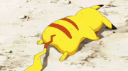 Mega Lucario punts Pikachu