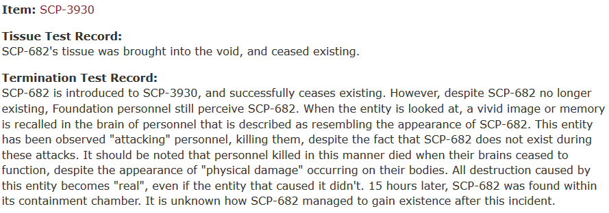 Experiment Logs: SCP 682 and SCP 053 neutralizing each other's