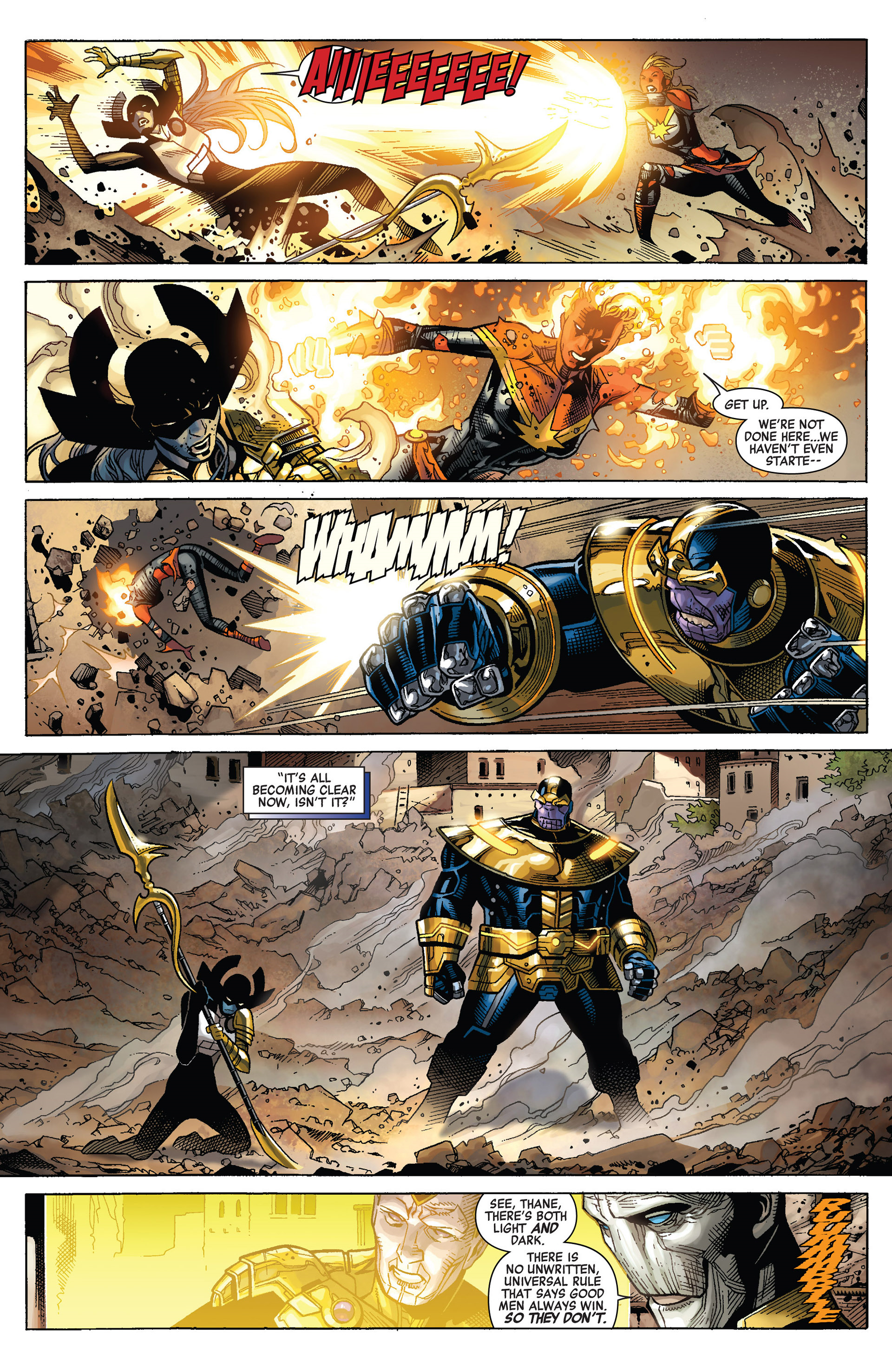 Thanos defeats Carol Danvers