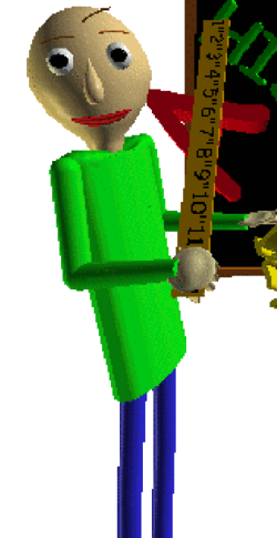 baldi from baldi's basics with a wooden ruler and