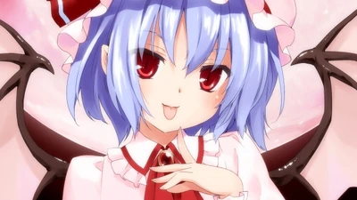 Pepepe touhou remilia scarlet girl tongue smile bangs cap 32039 602x339