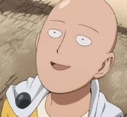Saitama smiling like a goof
