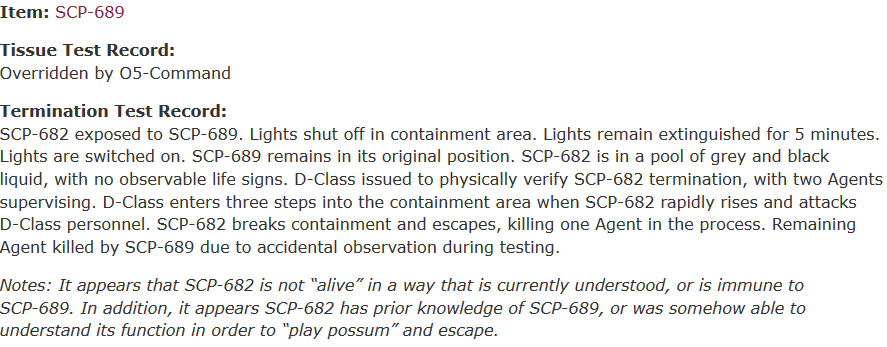 SCP-682 (Canon, SCP Foundation)/GZ Infinity, Character Stats and Profiles  Wiki