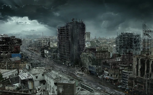 6057773-destroyed city