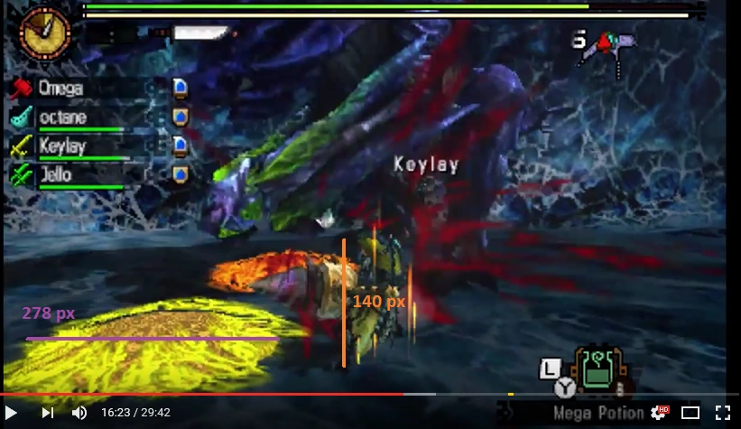 Size of hunter and blob