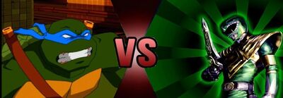 The tmnt Leonardo VS The Green Mighty Morphin Power Ranger