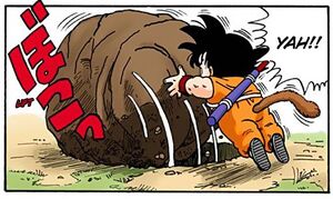 Goku crushes boulder 1