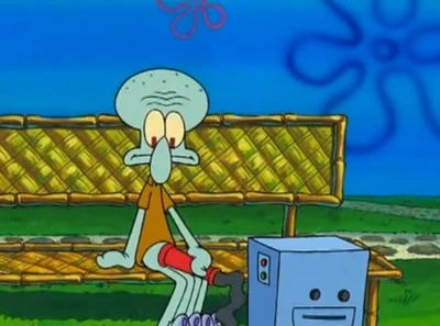 Out of context Squidward leafblower