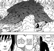 Sasuke's rinnegan fights off genjutsu