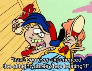 Almighty three shoe beating