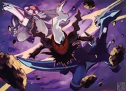 Ilustración de Darkrai, Dialga y Palkia