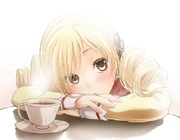 Blondes tea coffee tables mahou shoujo madoka magica tomoe mami bows golden eyes cuffs anime girls www.wall321.com 40