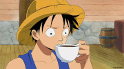 Luffy drinks tea