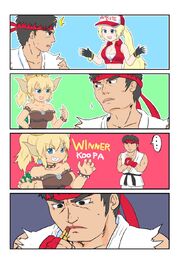 Bowsette ryuu and terry bogard mario series new super mario bros u deluxe snk heroines tag team frenzy street fighter super smash bros and others drawn by gadorufu fervojo 521fa9434f4b1a8be419410c0fe25152