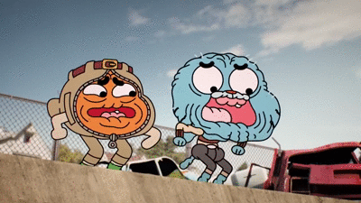 Darwin and Gumball recover from shattering into pieces-The Crew