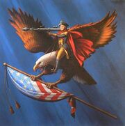 George washington, bald eagle, flying, missile launcher