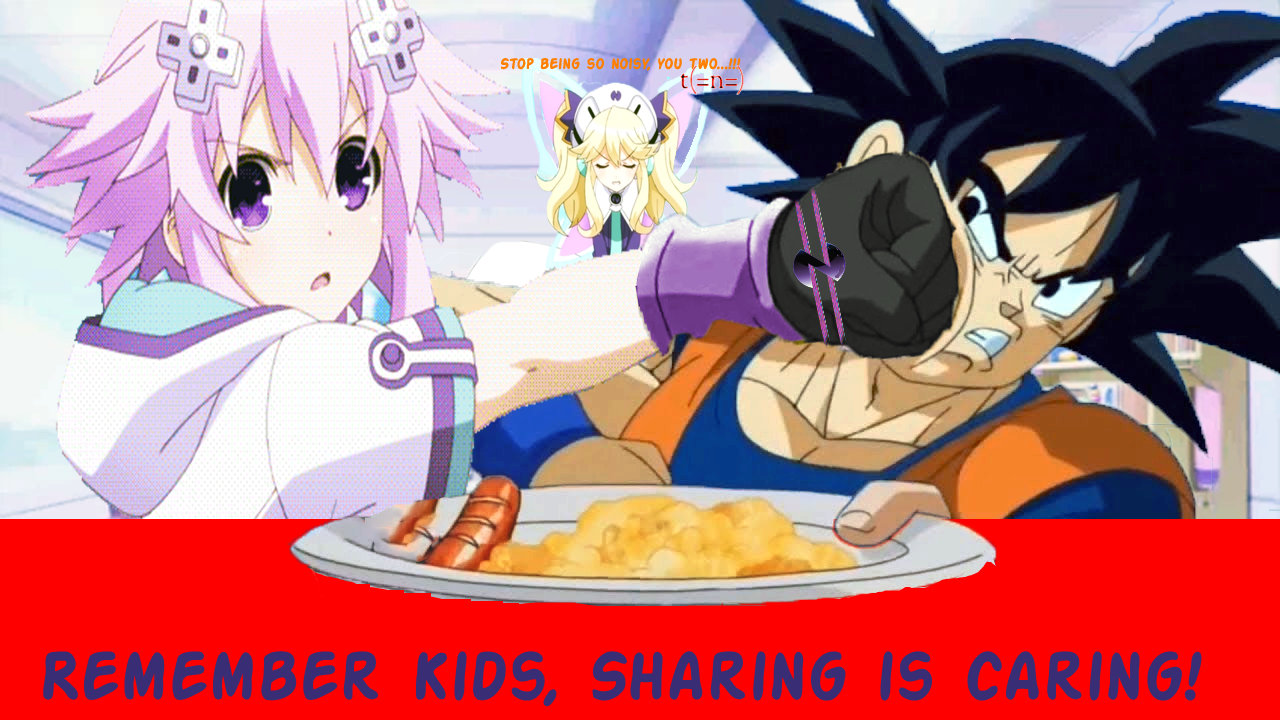 Goku and Nep Food Fight