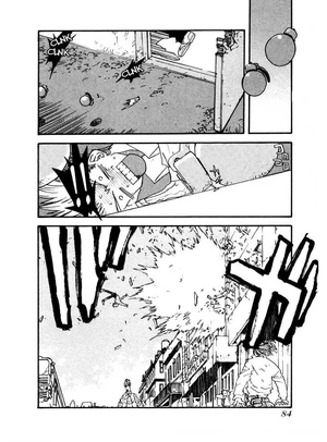 Vash escapes an explosion Vash escapes an explosion